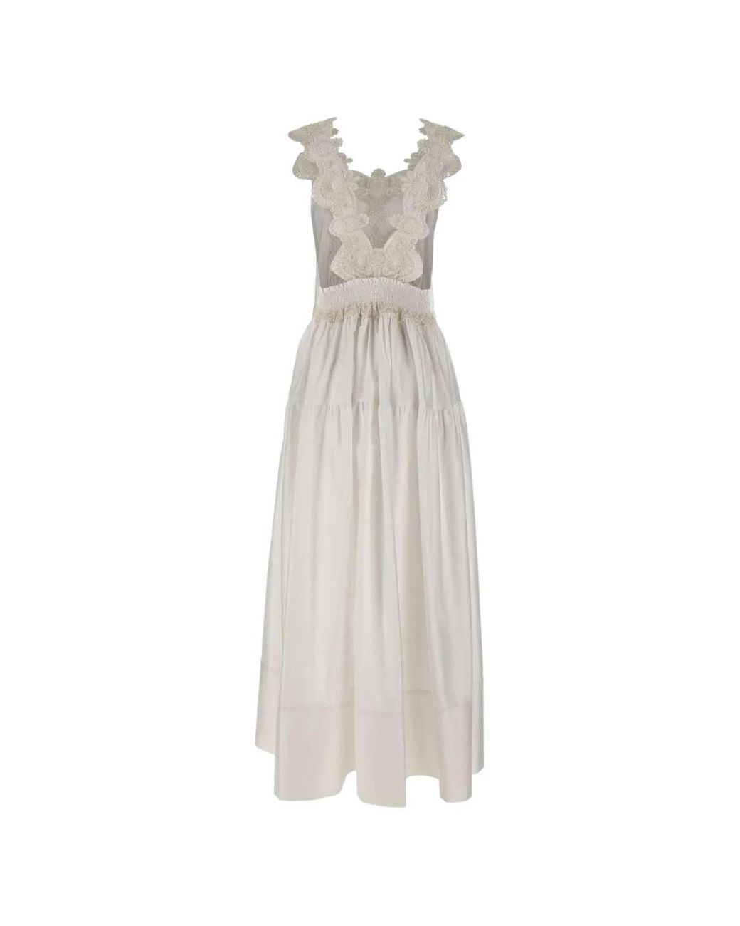 Maurizio Mykonos Lace-Insert Maxi Dress in White | Lyst