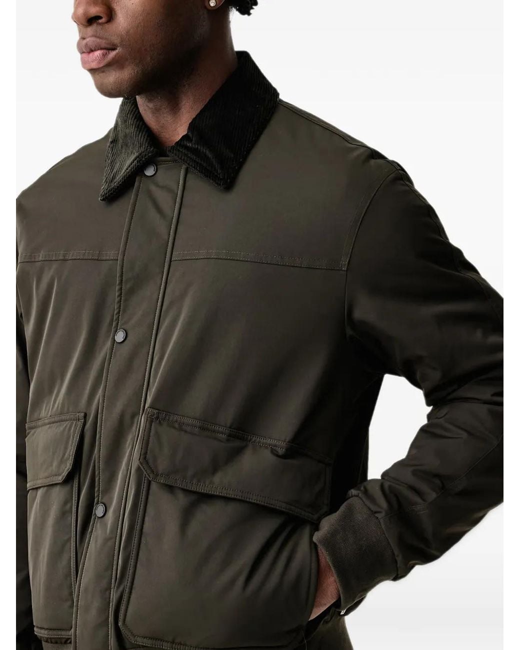 ARMANI EXCHANGE Black Veste Ceinturée À Col En Velours Côtelé for men