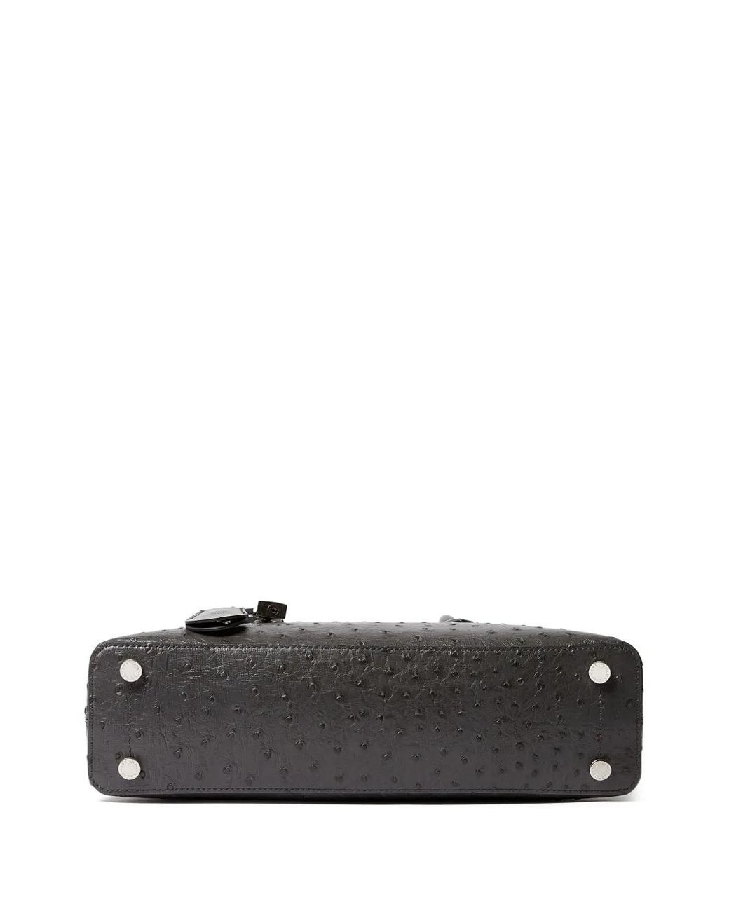 Stella McCartney Black Ryder Ostrich-Effect Padlock Shoulder Bag