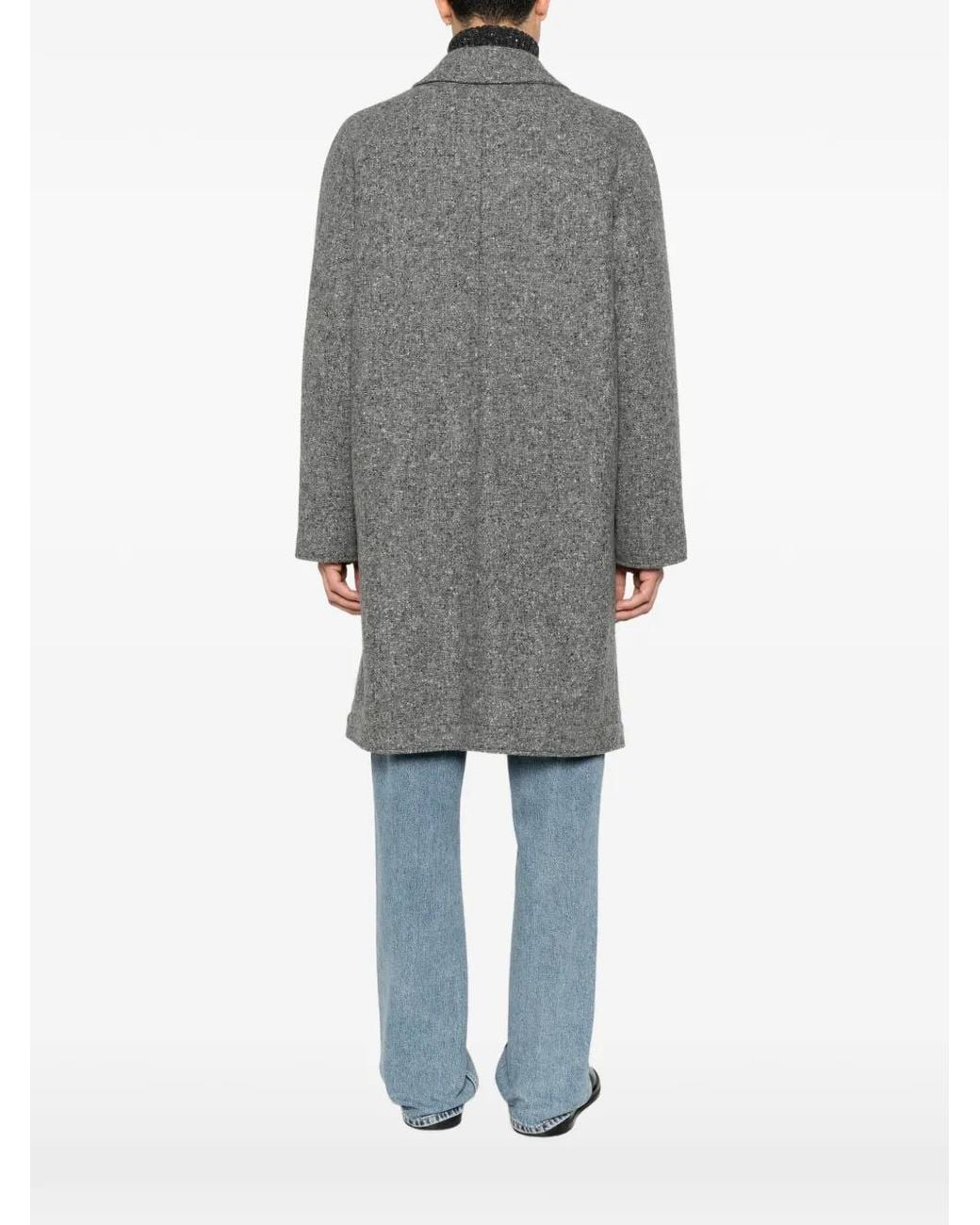 Eleventy Gray Button-Fastening Wool-Blend Coat for men