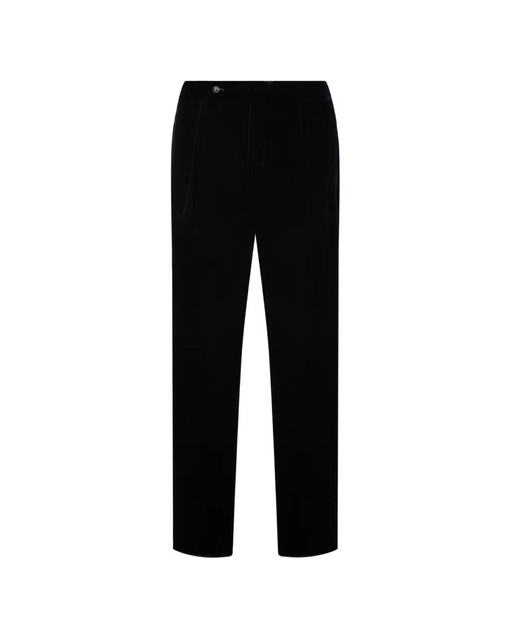 Giorgio Armani Black Pleated Velvet Tailored Trousers for men