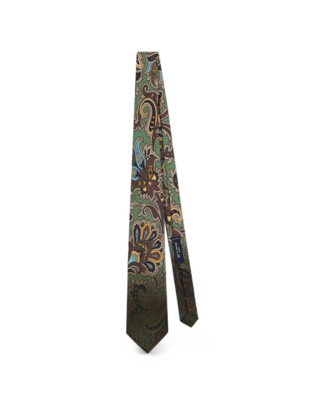 Etro White Silk Tie With Floral Paisley Motif for men
