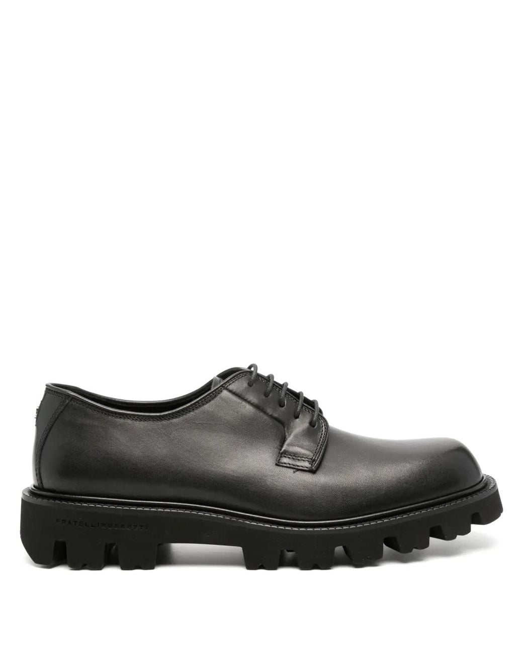 Fratelli Rossetti Black Logo-Plaque Leather Derby Shoes for men