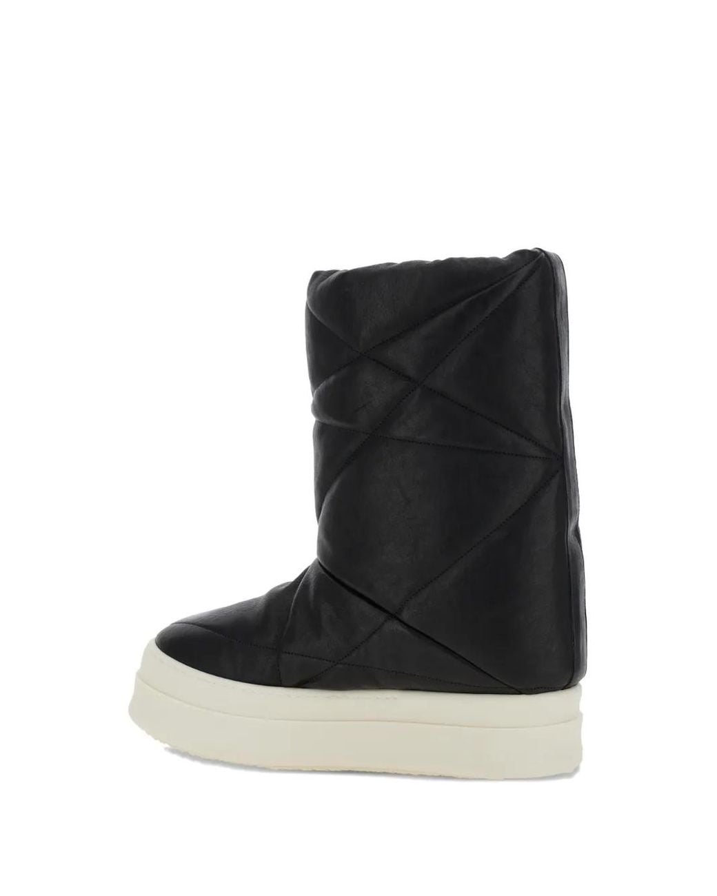 Rick Owens Black Quilted Leather Boots for men