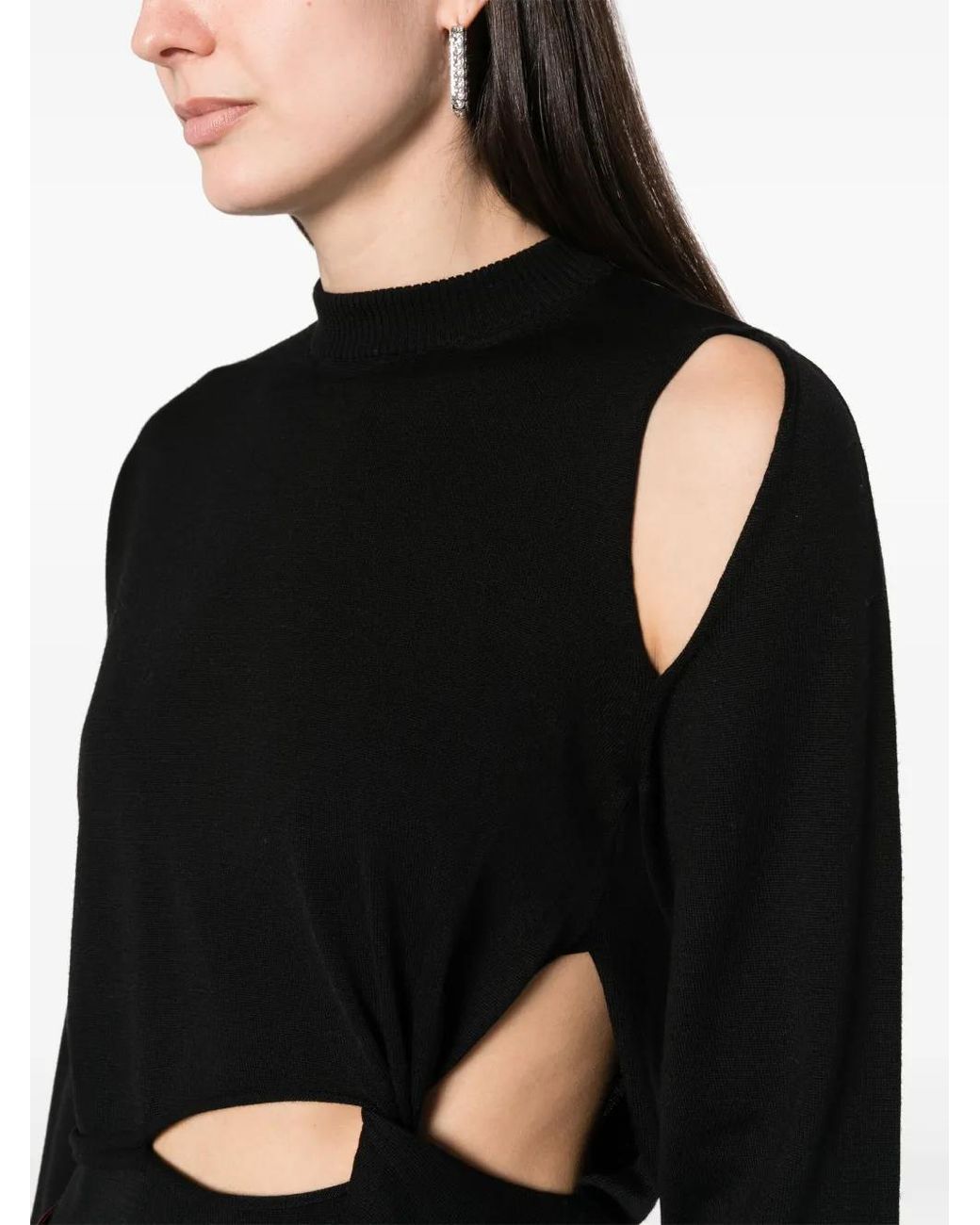 Sportmax Black Cut-Out Wool Jumper