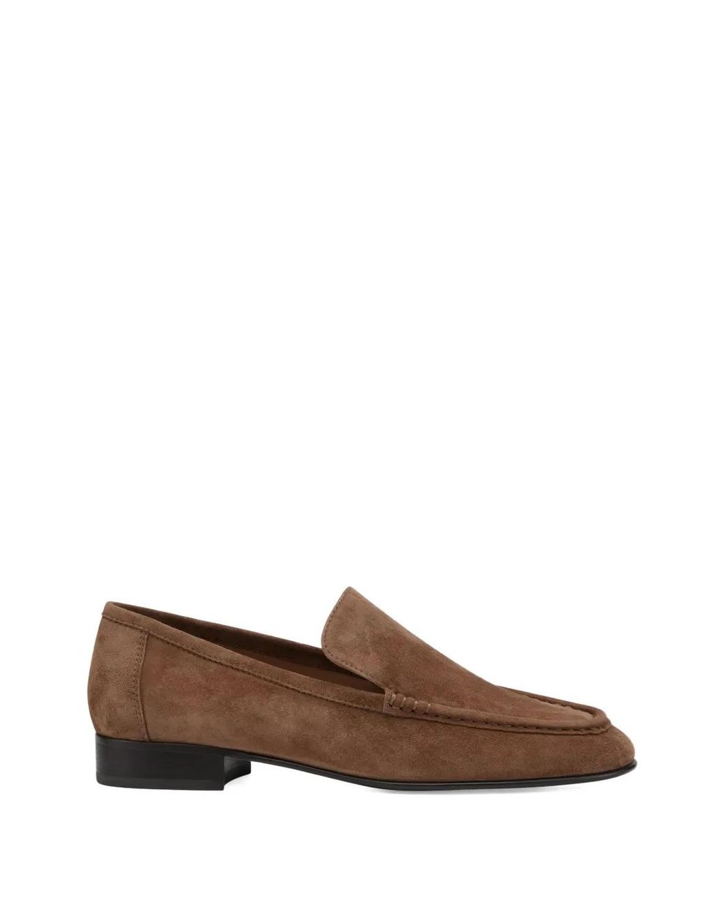 POTAMY Brown Suede Stitching Loafers