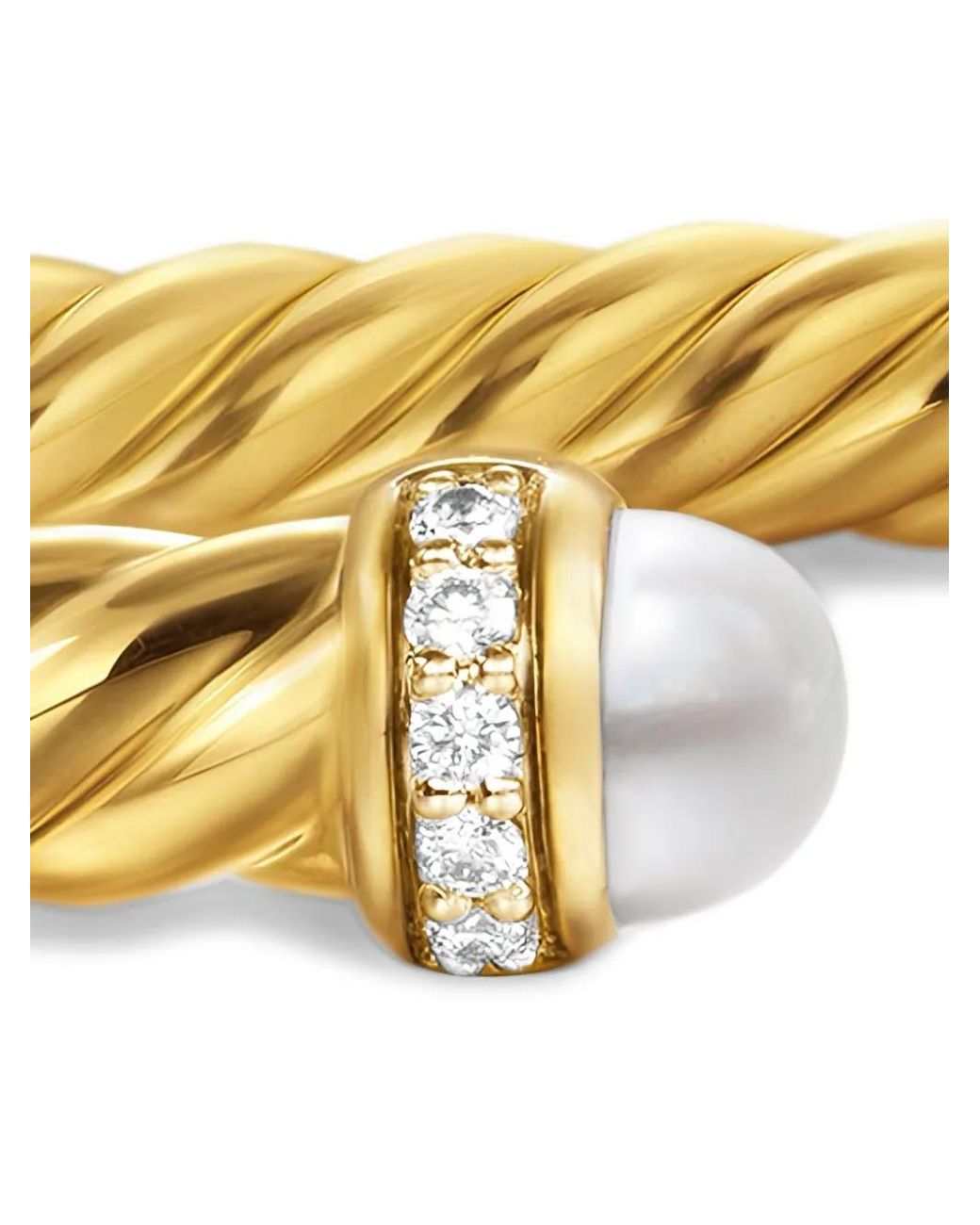 David Yurman Metallic 18Kt Cablespira Pearl And Diamonds Bracelet (4Mm)