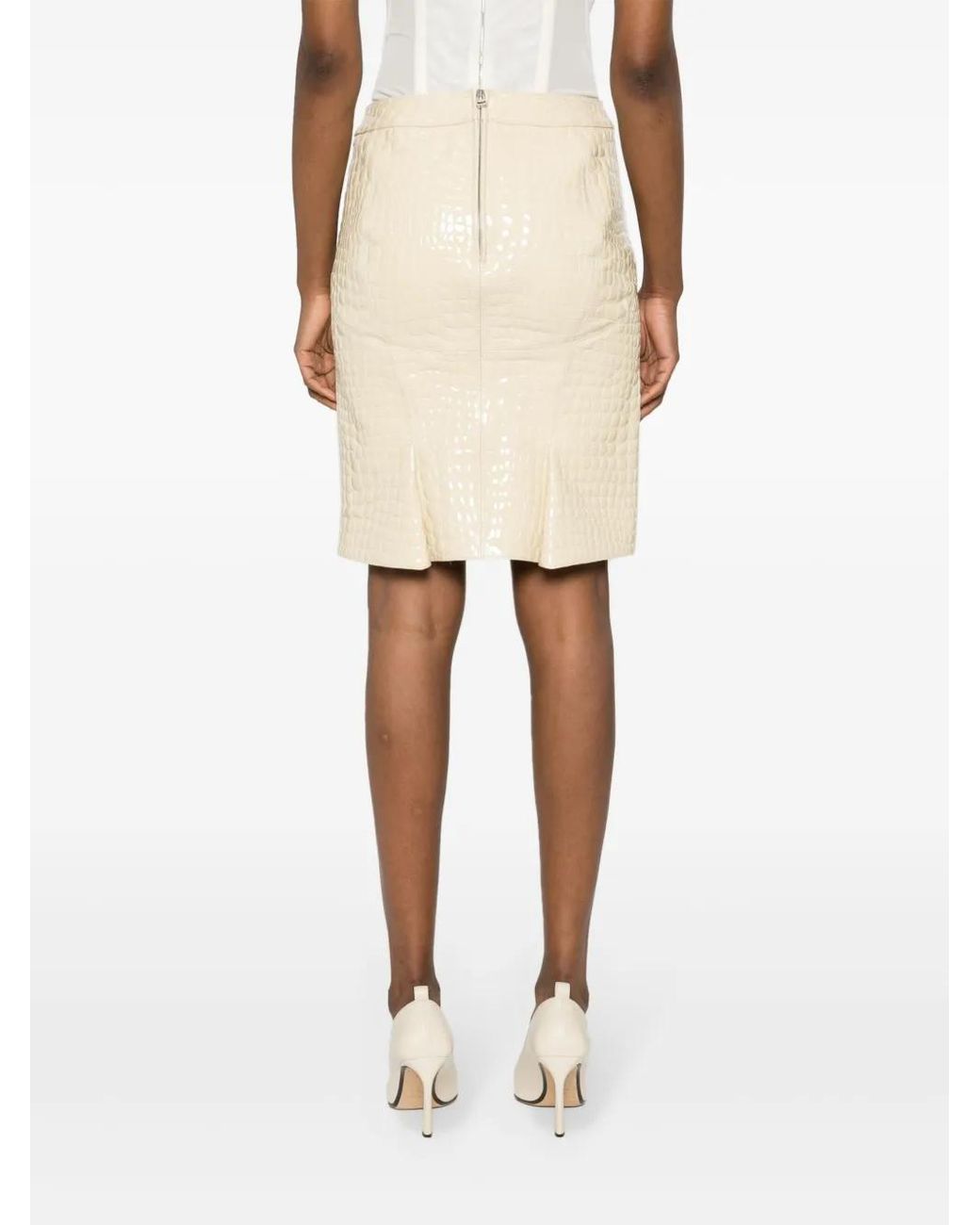 Tom Ford Natural Patent Crocodile-Embossed Mini Skirt