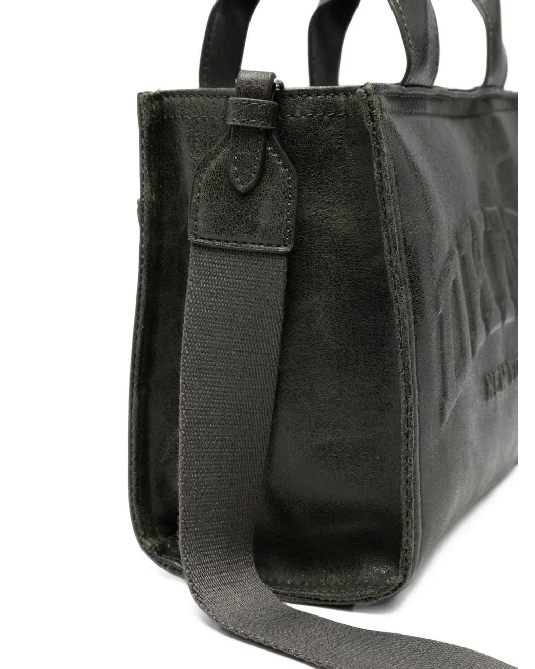 DKNY Black Logo-Embossed Metallic Tote Bag