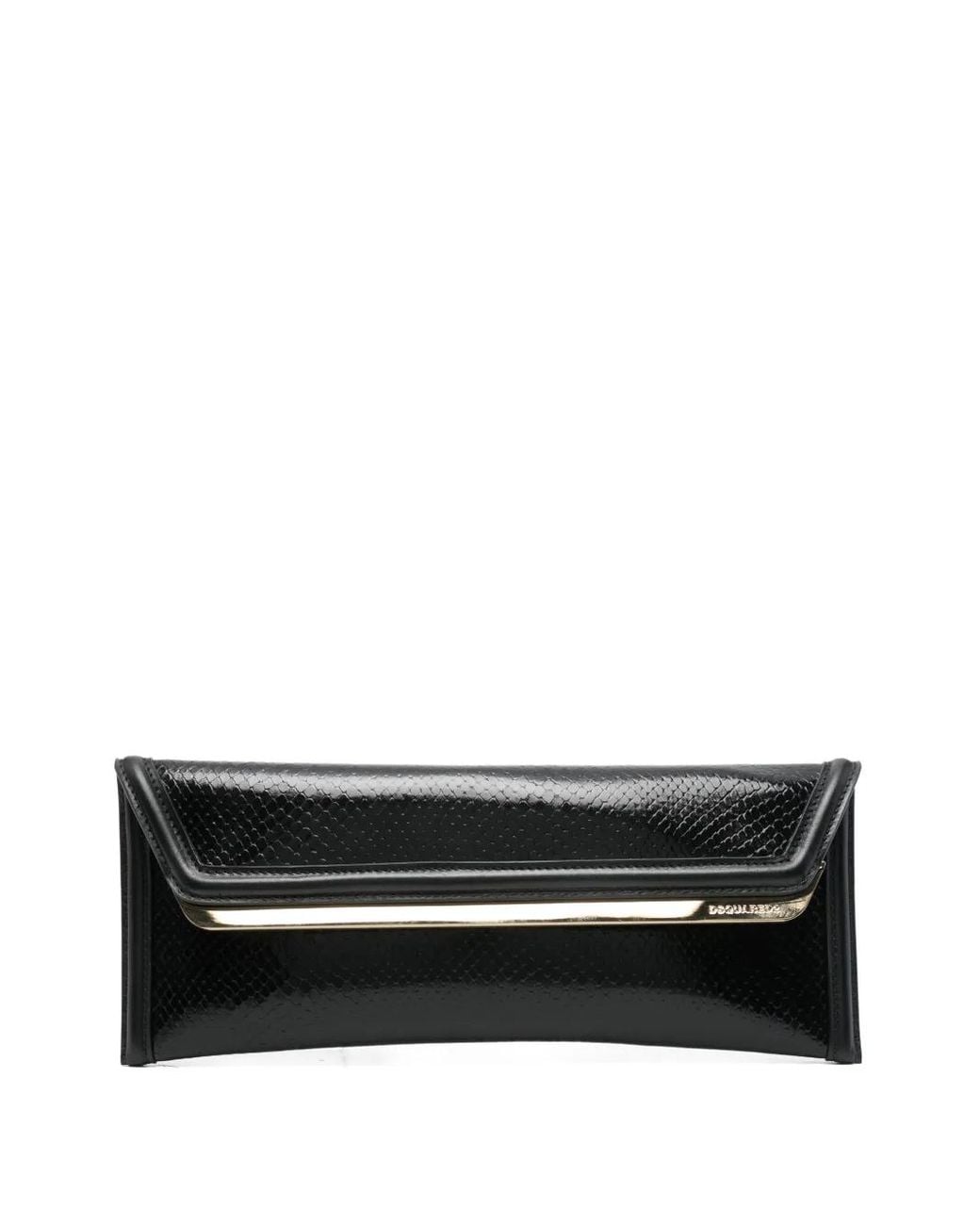DSquared² Black Metallic-Trim Leather Clutch Bag