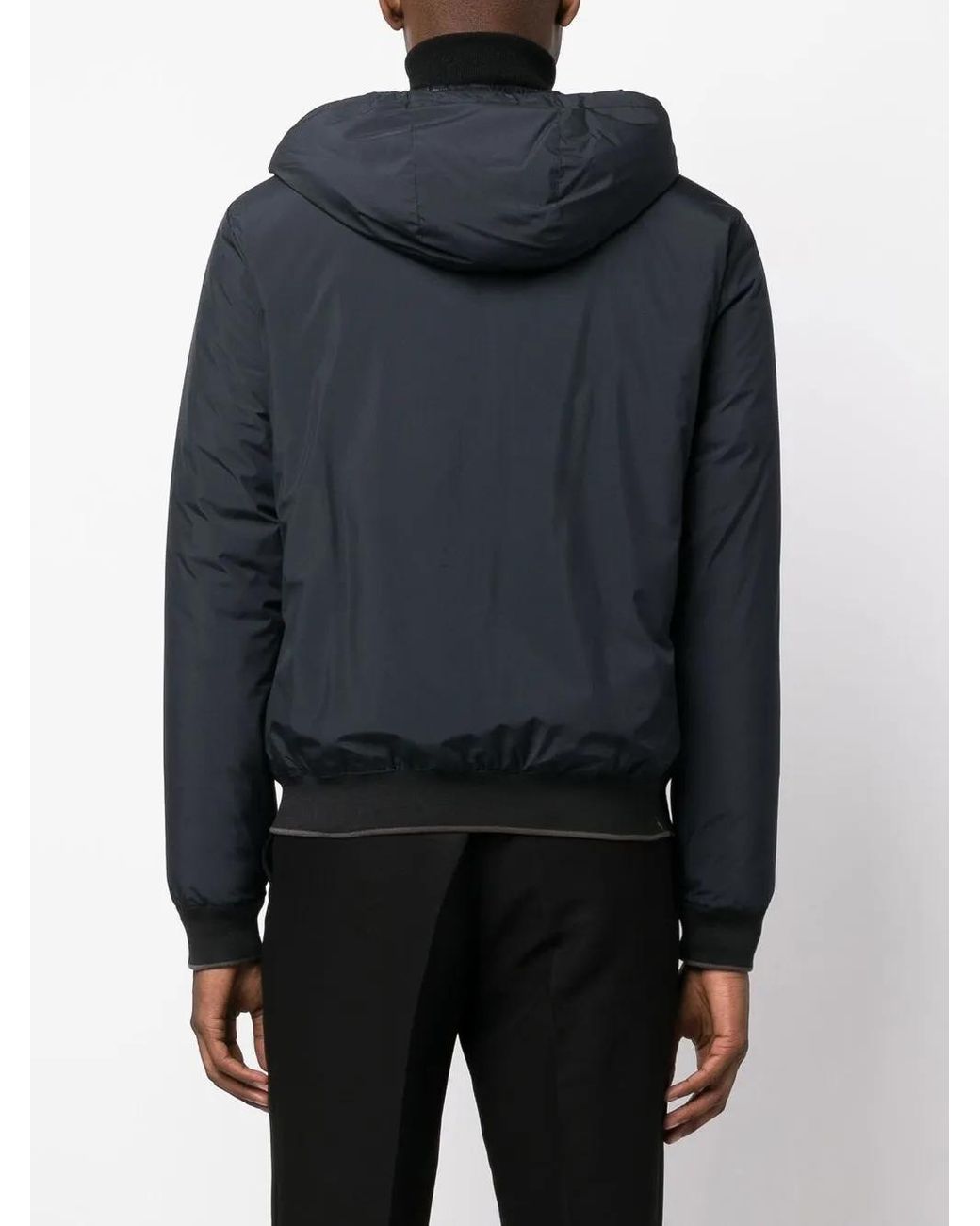 Moorer Blue Zip-Up Hooded Jacket for men
