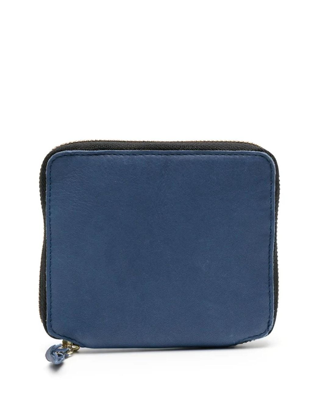 Comme des Garçons Blue Washed Leather Zip-Up Wallet