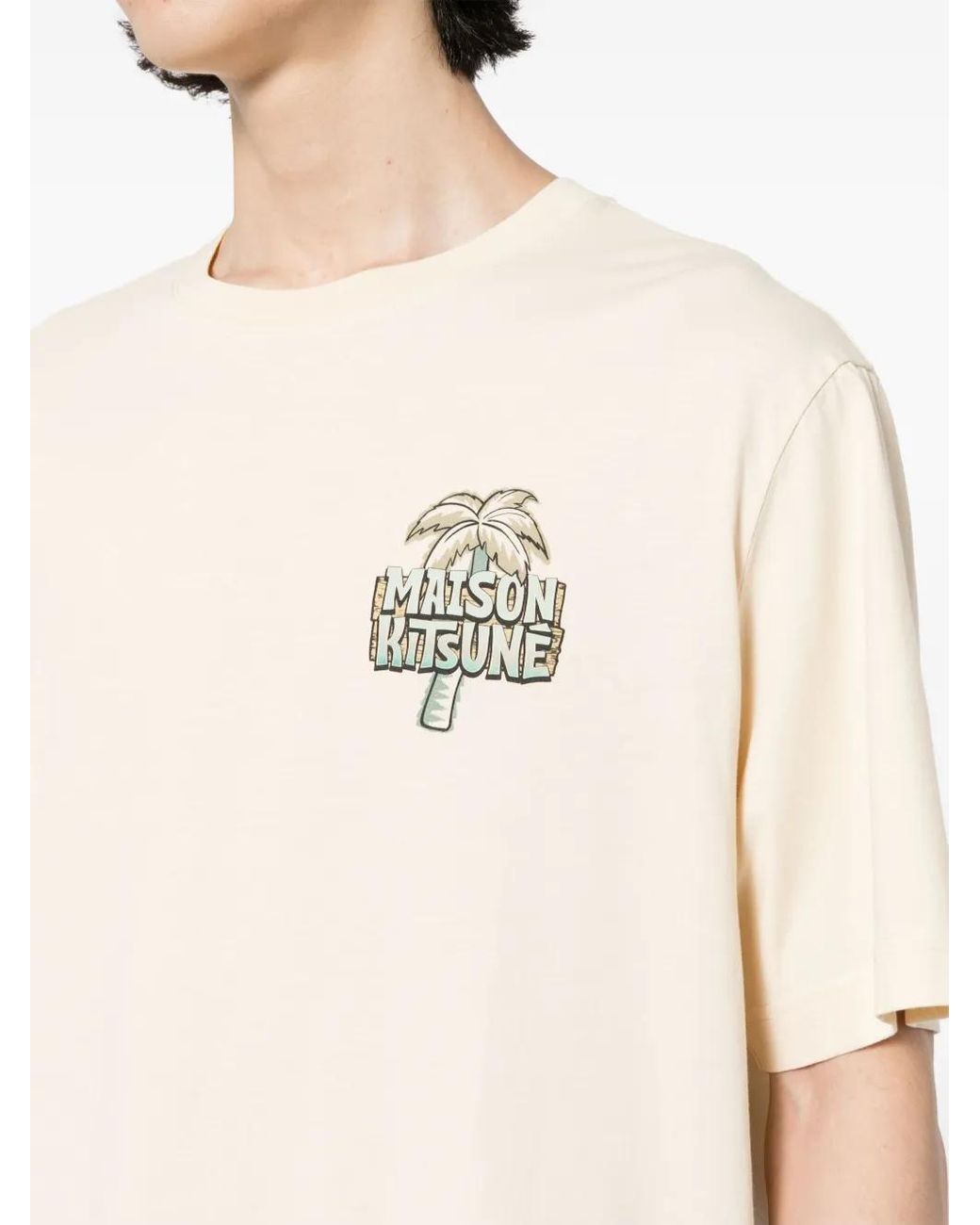Maison Kitsuné White Graphic-Print Cotton T-Shirt for men