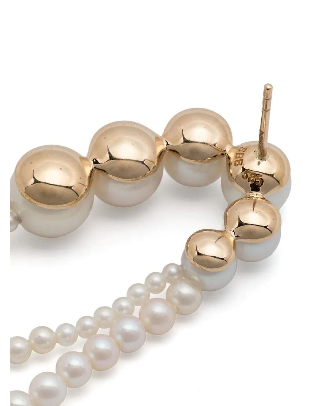 Sophie Bille Brahe White 14Kt Recycled Embrassée De Perle Single Earring