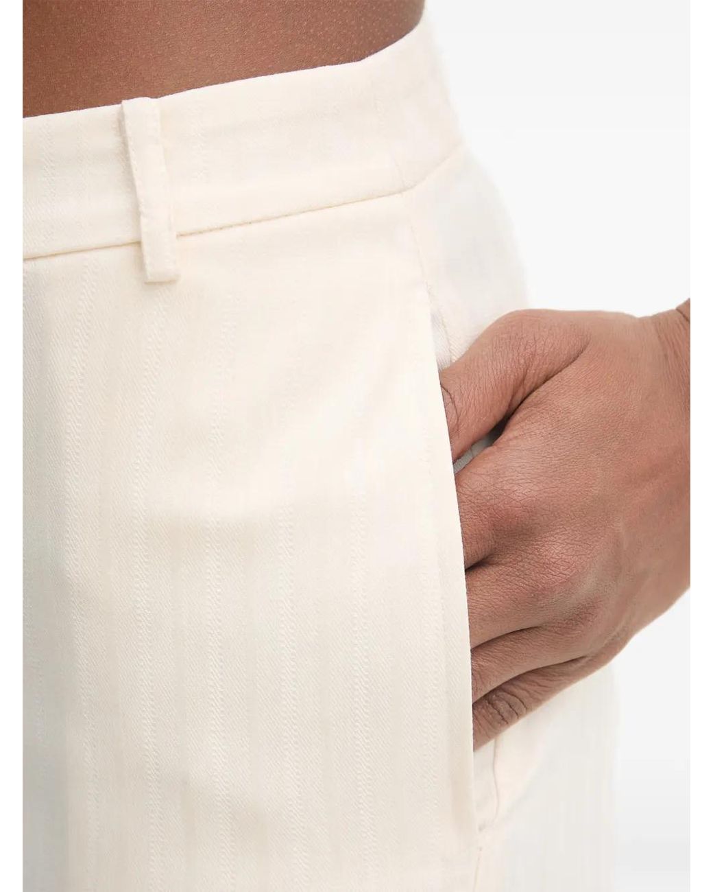 Patrizia Pepe White Pinstripe-Pattern Logo-Plaque Mini Skirt