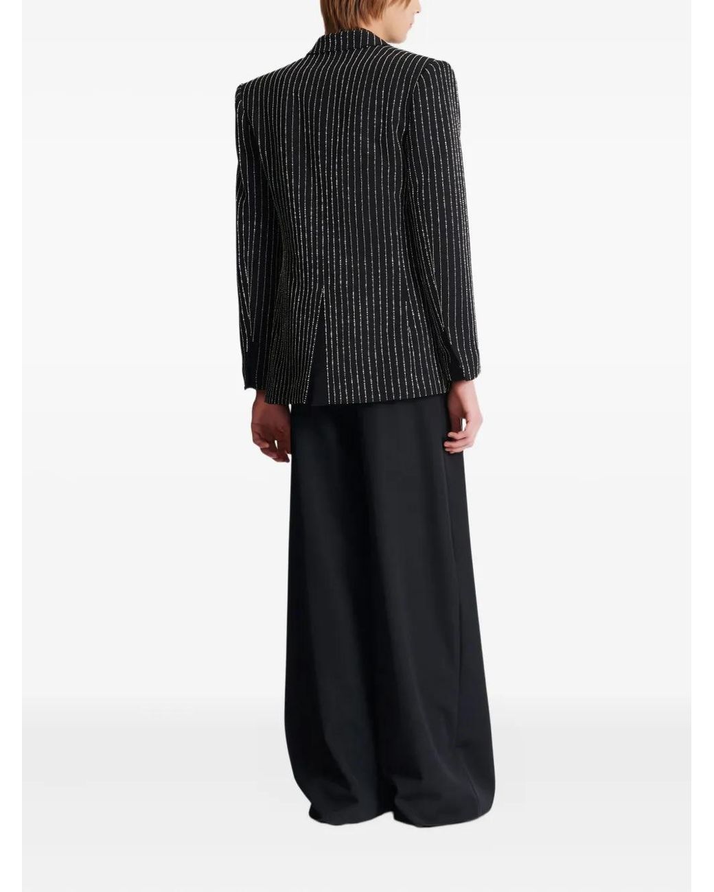 Balmain Black 1-Button Wool Jacket With Crystal Stripes for men