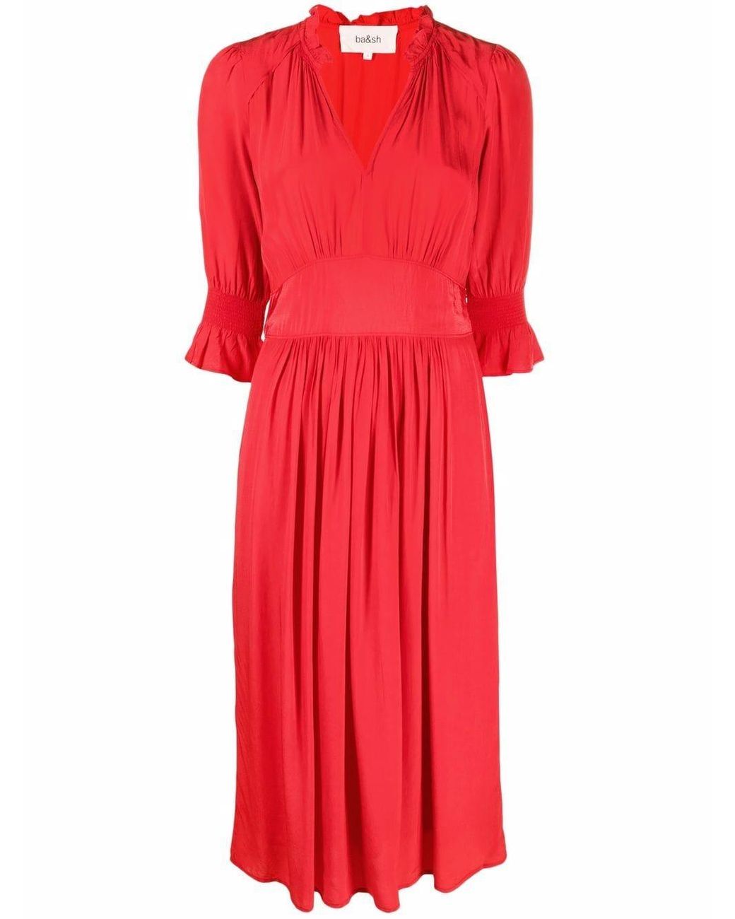Ba&sh Maxi-jurk Met V-hals in het Rood | Lyst NL