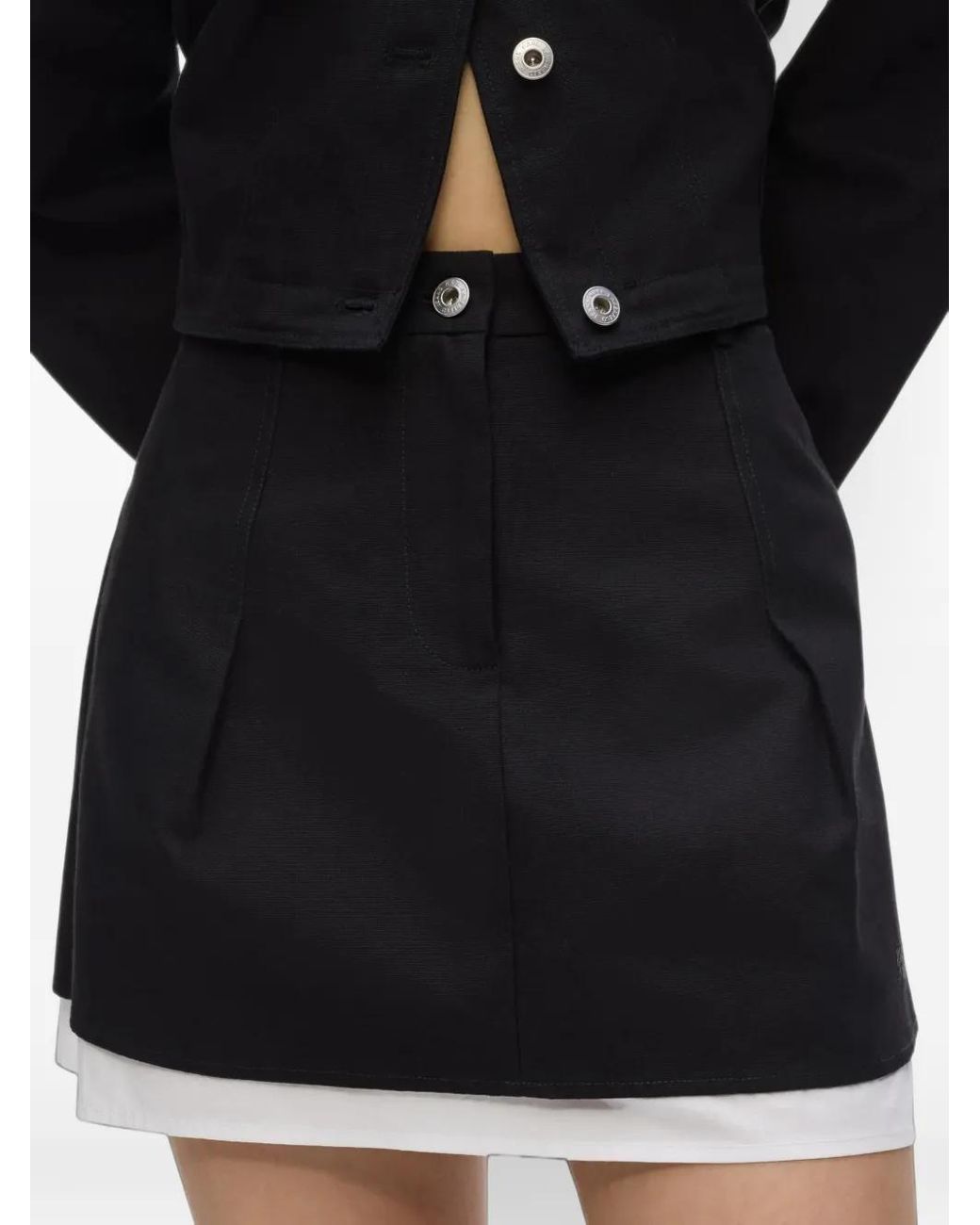 Karl Lagerfeld Black Minijupe À Logo Brodé Et Coupe À Superposition