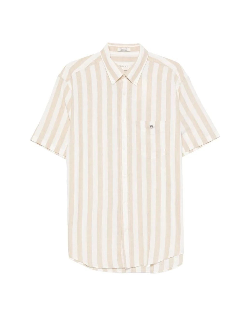 Gant White Striped Short-Sleeve Shirt for men