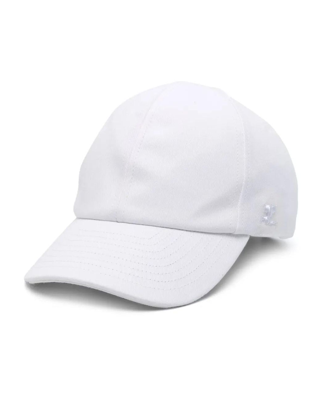 Courreges White Embroidered-Logo Twill Cap