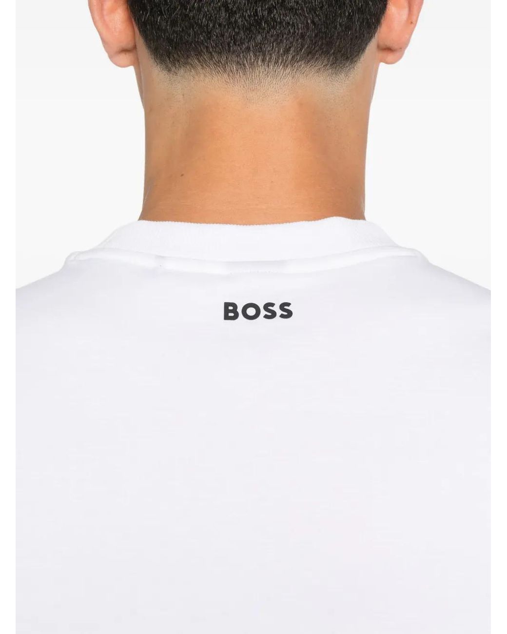 Boss White Tennis-Ball Logo T-Shirt for men