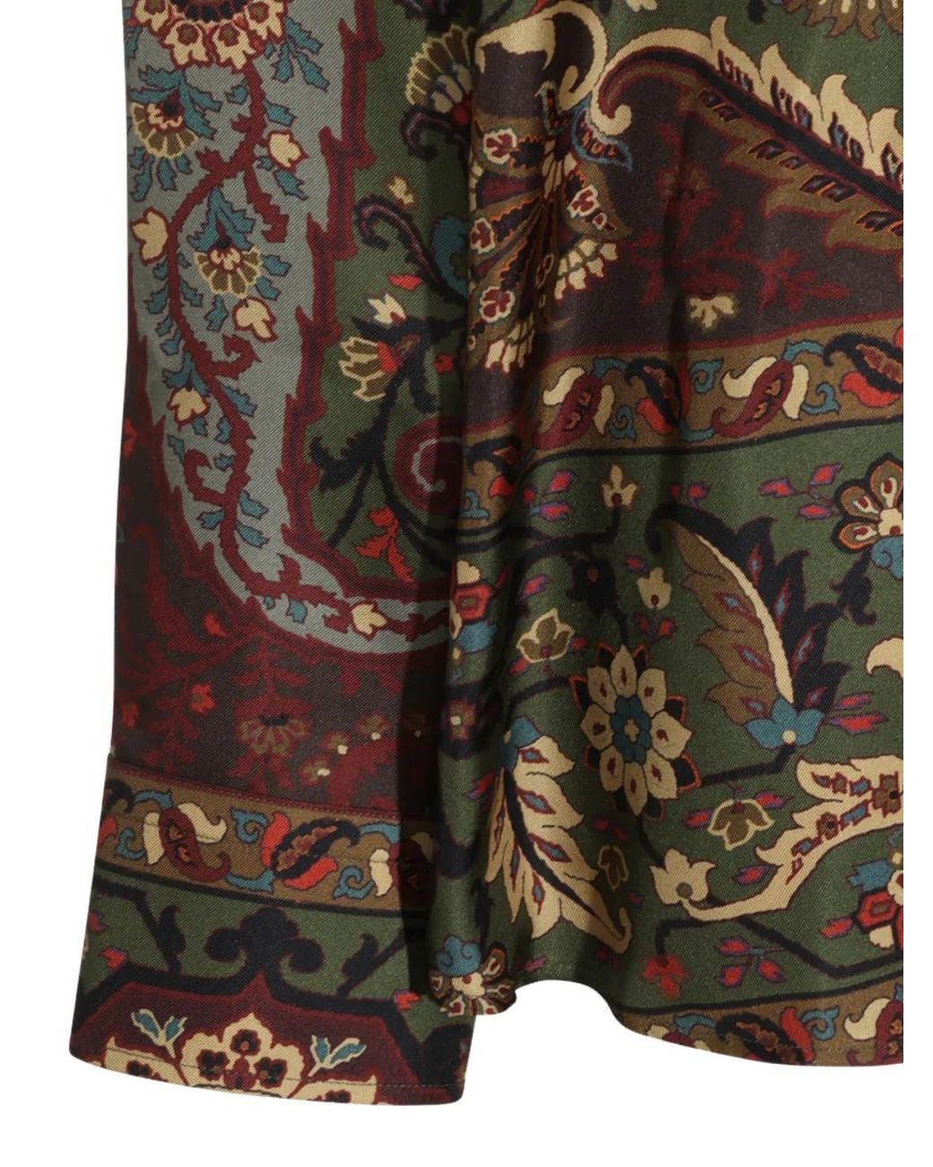 Etro Brown Silk-Blend Jacquard Shirt With Houndstooth Motif And Print for men