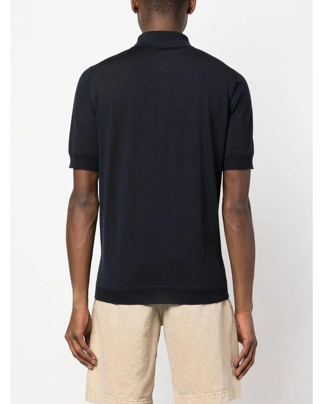 GOES BOTANICAL Blue Merino-Wool Polo Shirt for men