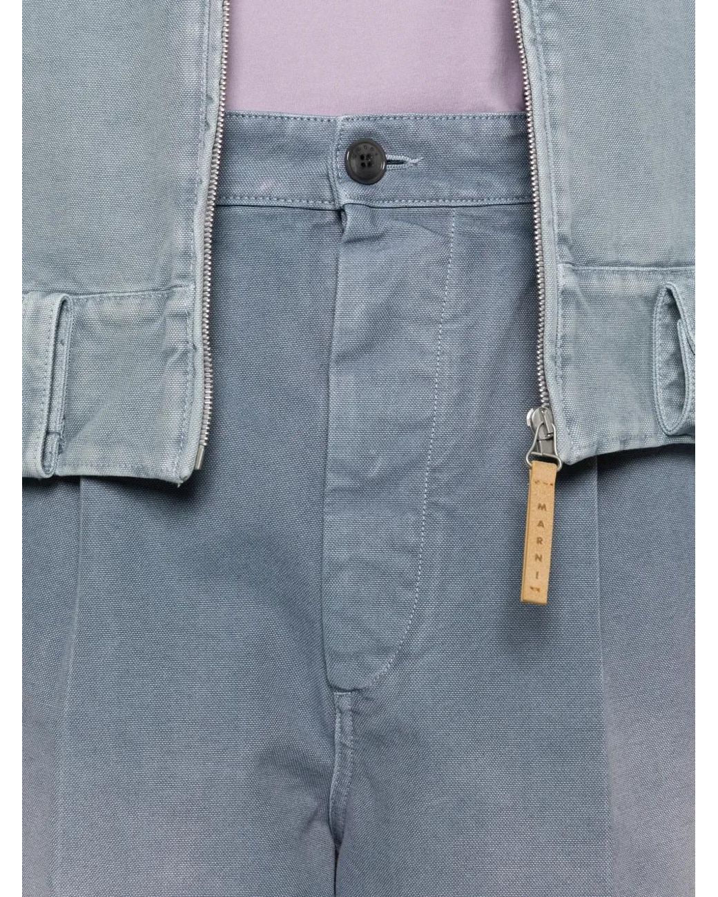 Marni Blue Pleated Button-Fastening Trousers for men