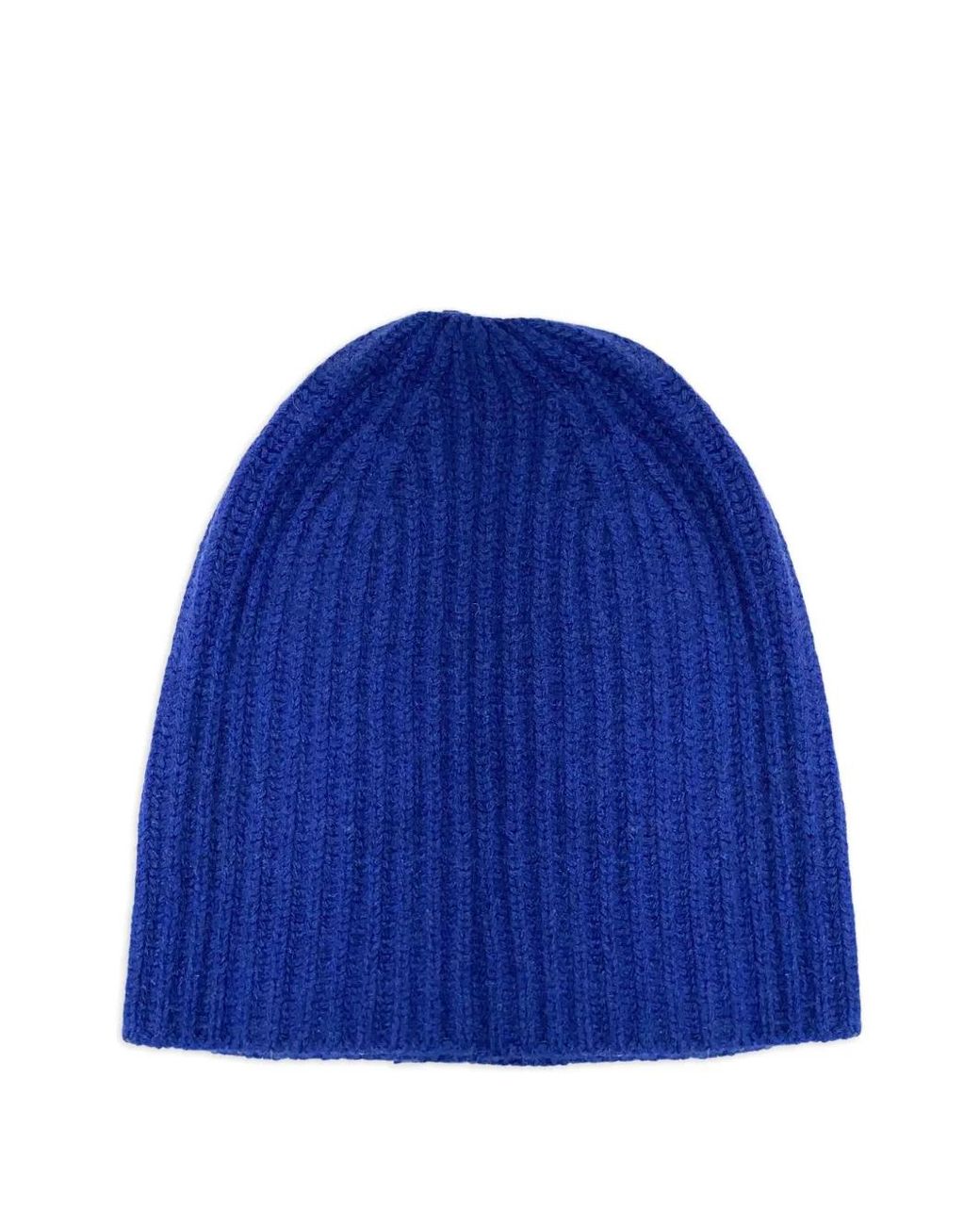 LA ROSE Blue Ribbed-Knit Beanie