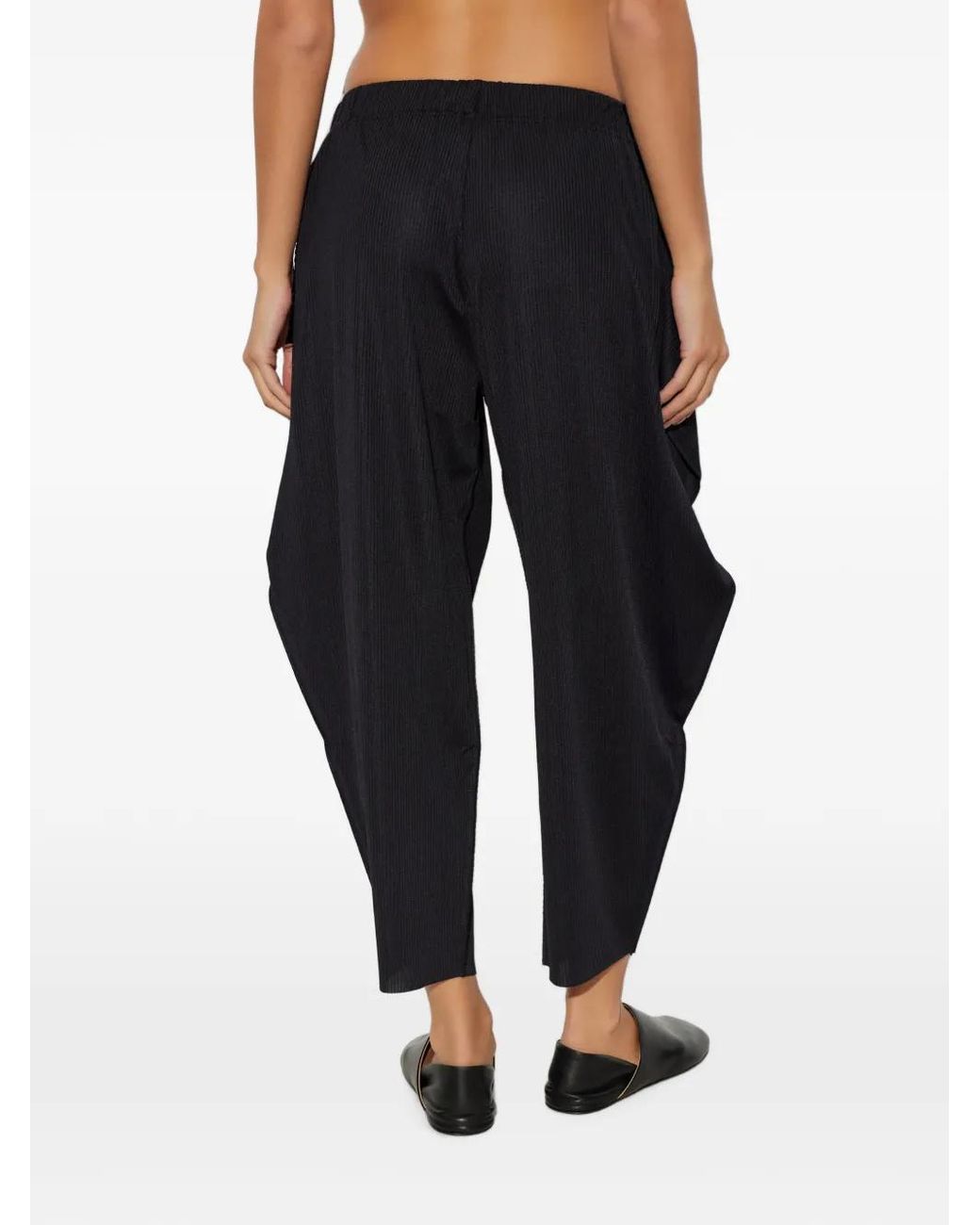 Pleats Please Issey Miyake Blue Pleated Wide-Leg Trousers