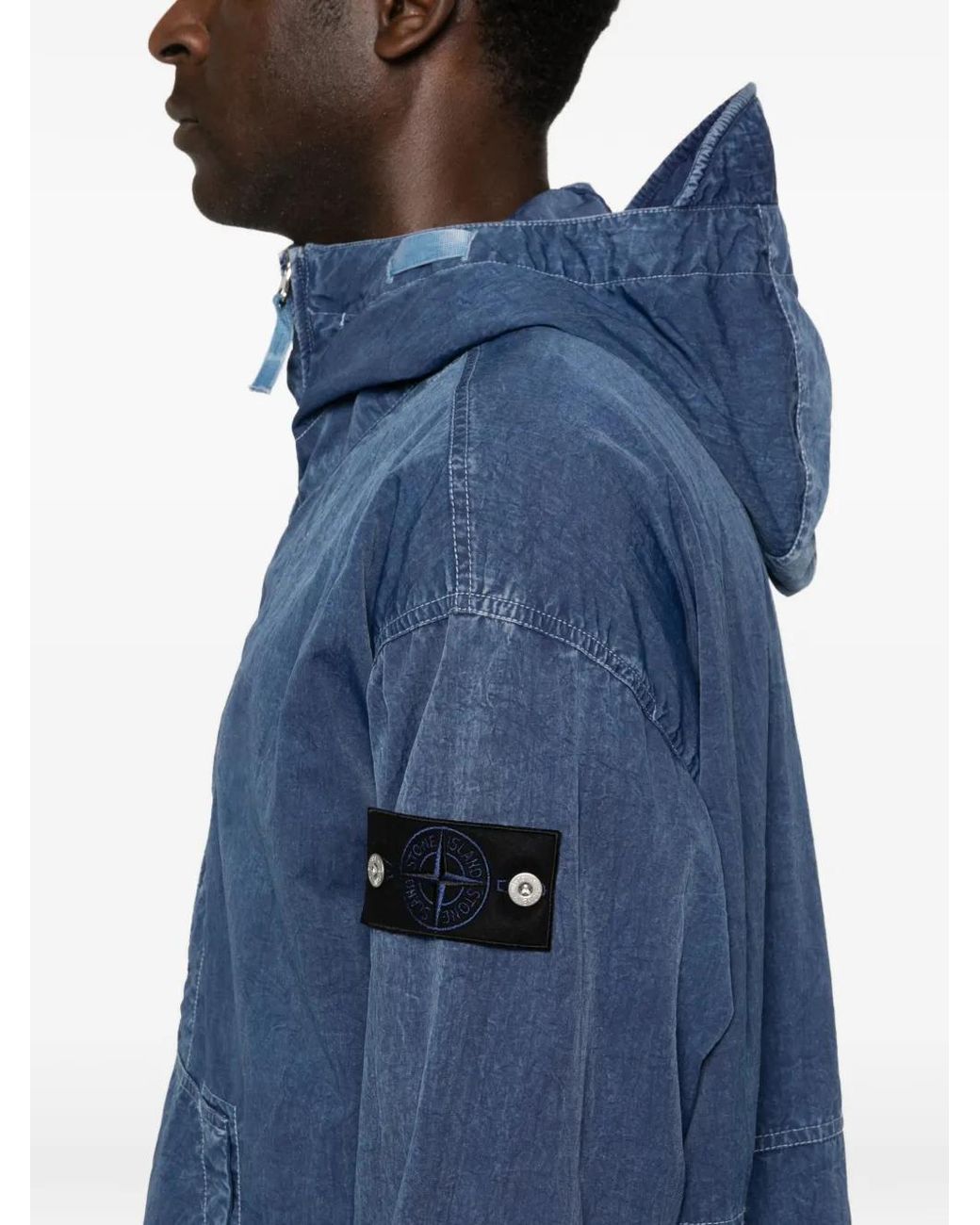 Stone Island Blue Denim Effect Blouson Jacket for men