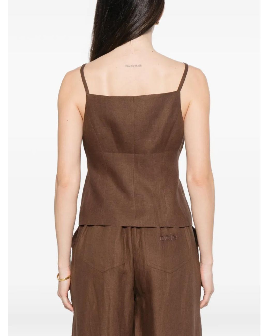 Maje Brown Linen Blend Top