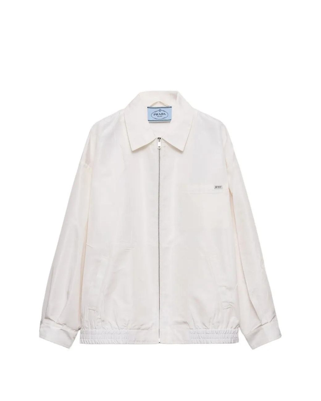 Prada White Silk Faille Blouson Jacket