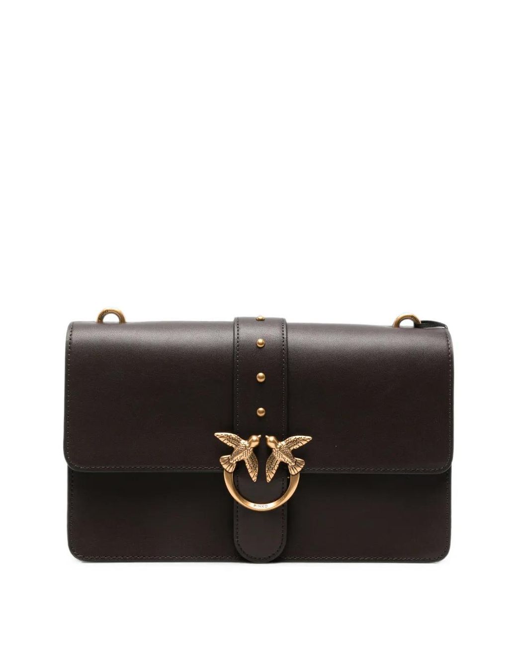 Pinko Black Love Birds Leather Cross Body Bag