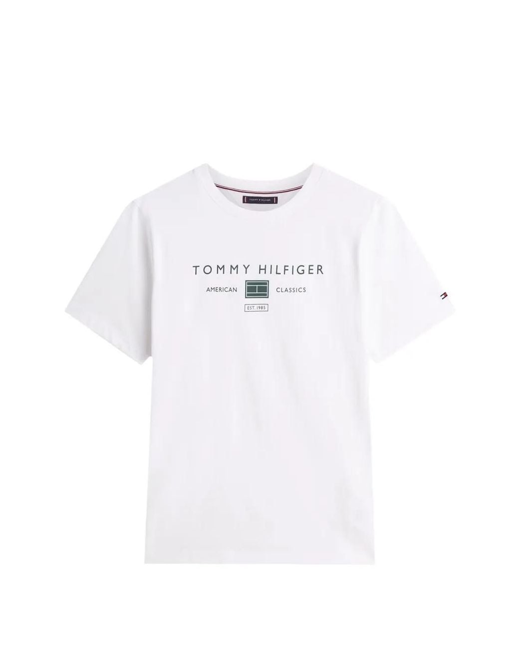 Tommy Hilfiger White Logo-Print Short-Sleeve T-Shirt for men