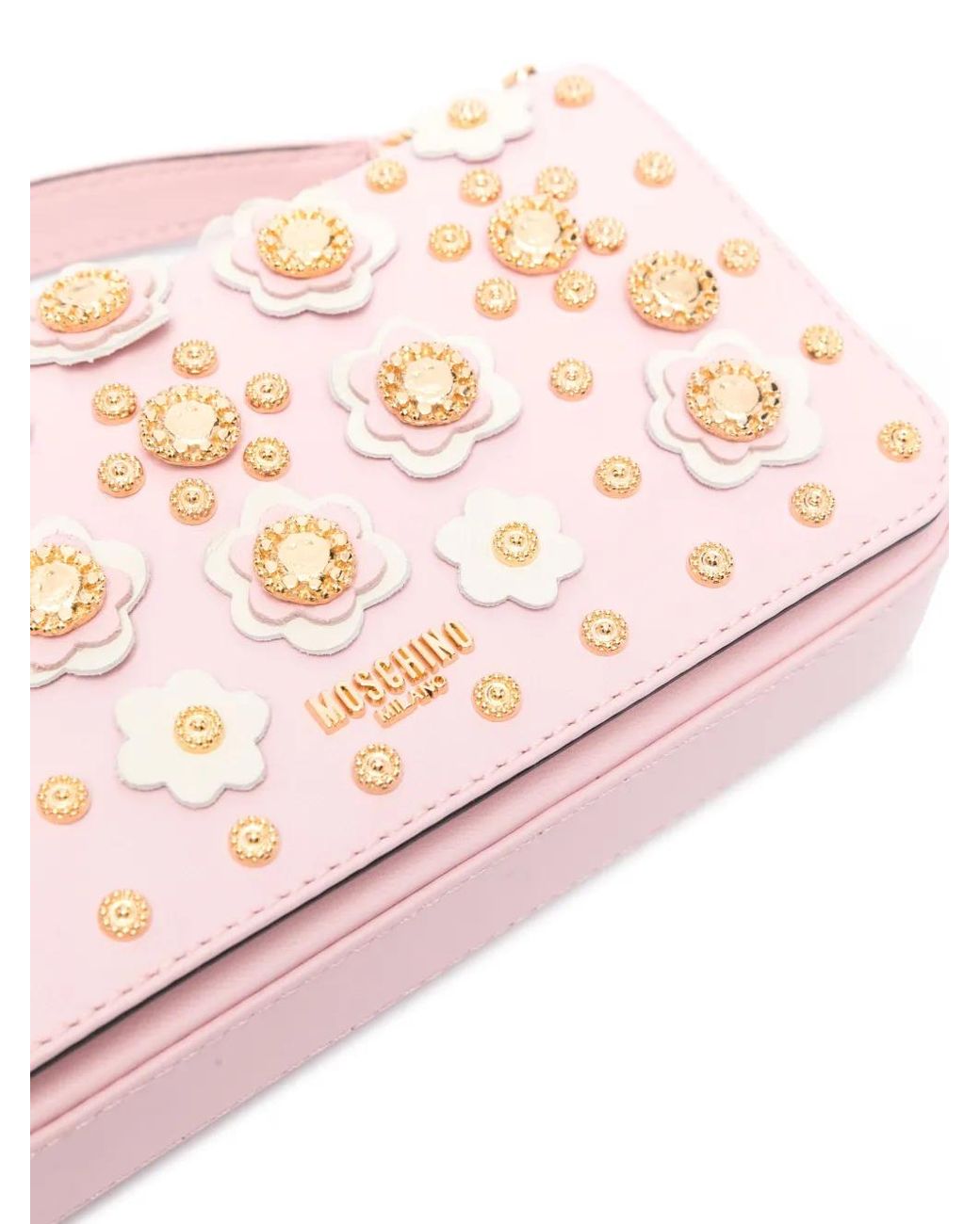 Moschino Pink Floral Stud-Detailing Shoulder Bag