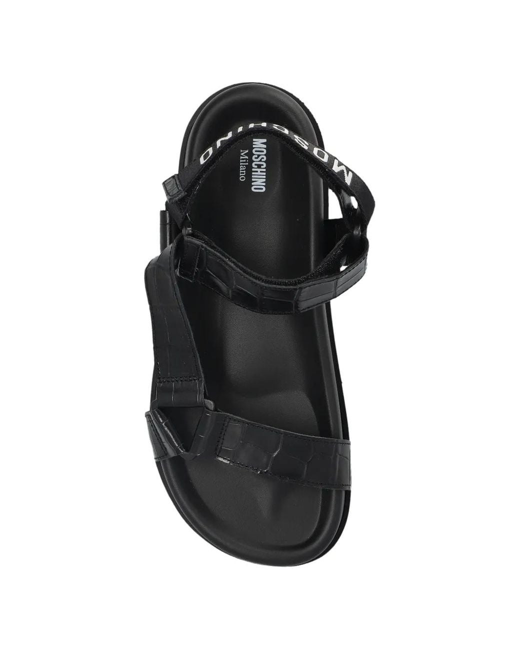 Moschino Black Sandales À Effet Peau De Crocodile