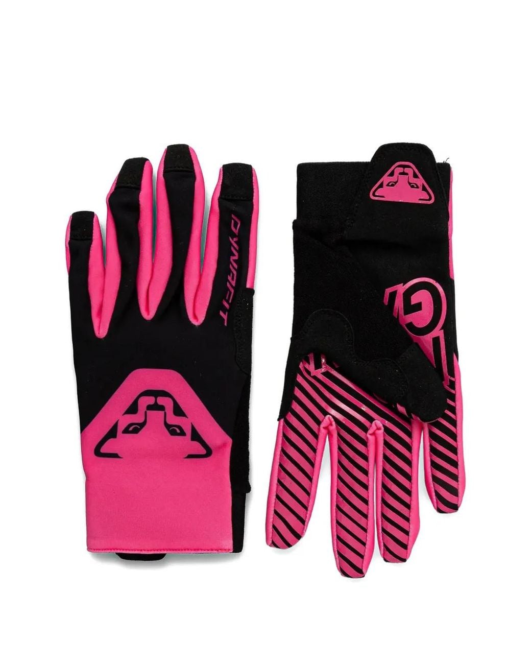 Dynafit Pink Dna Logo-Print Striped-Pattern Gloves