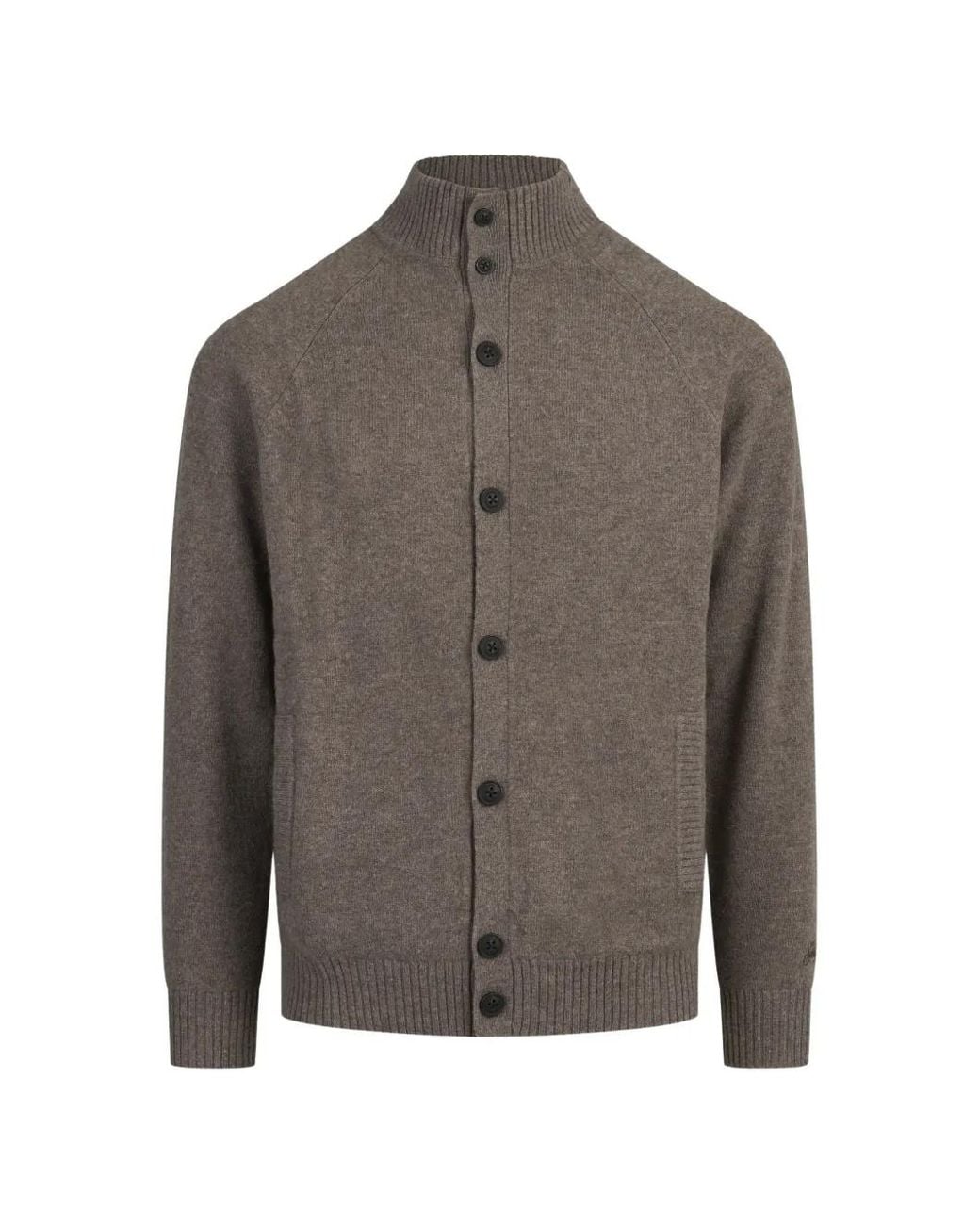 Mc2 Saint Barth Brown Galway Lambswool Cardigan With High Collar for men