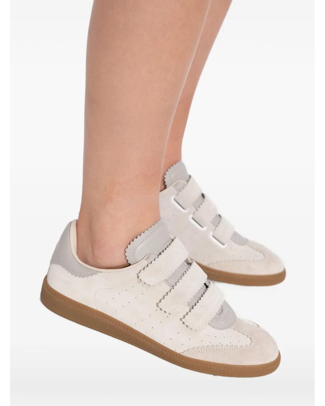 Isabel Marant White Scallop-Trim Strap Sneakers