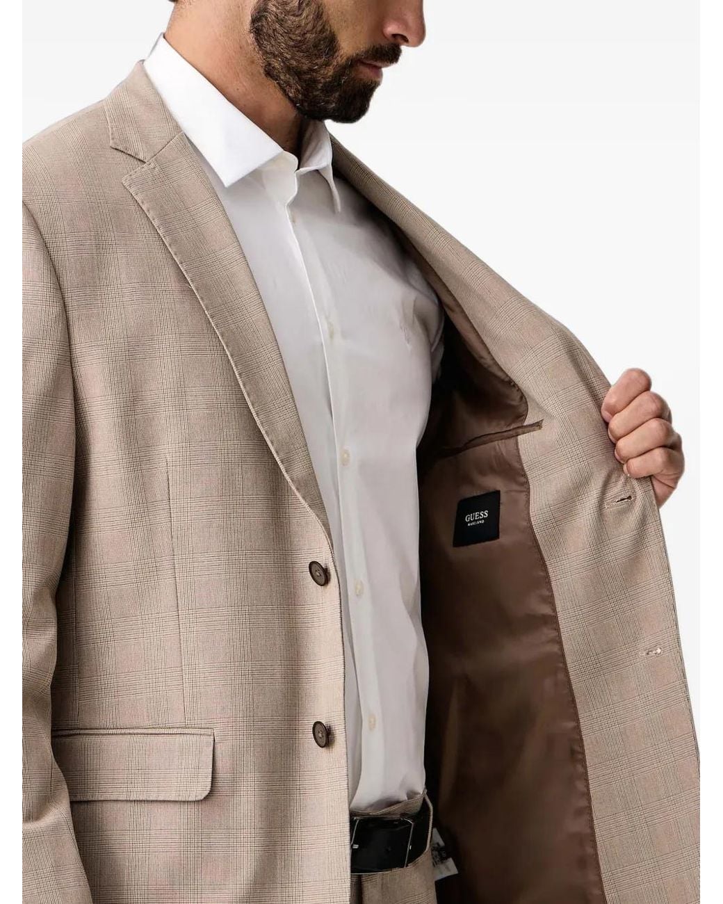 Guess Natural Checked-Pattern Blazer Jacket for men