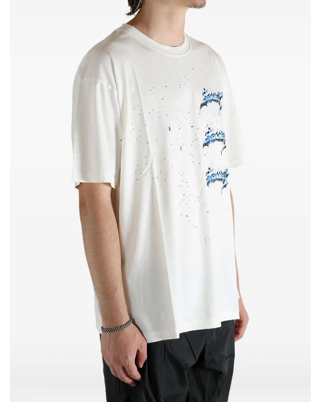 Satisfy White Mothtech Distressed Print T-Shirt for men