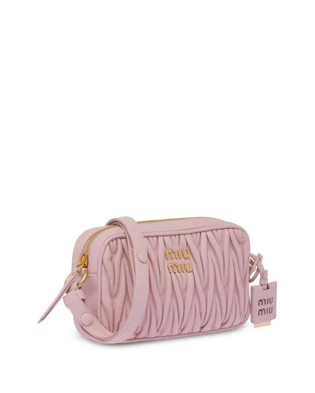 Miu Miu Pink Logo-Detail Leather Shoulder Bag