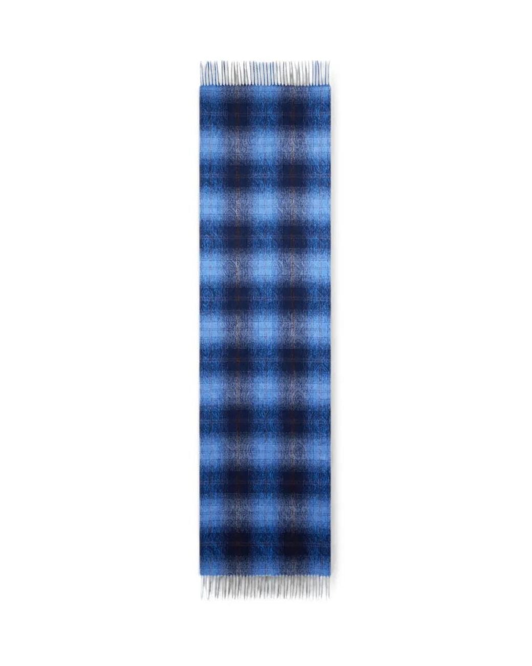 Etro Blue Wool And Cashmere Jacquard Scarf With Arnica And Check Motifs for men
