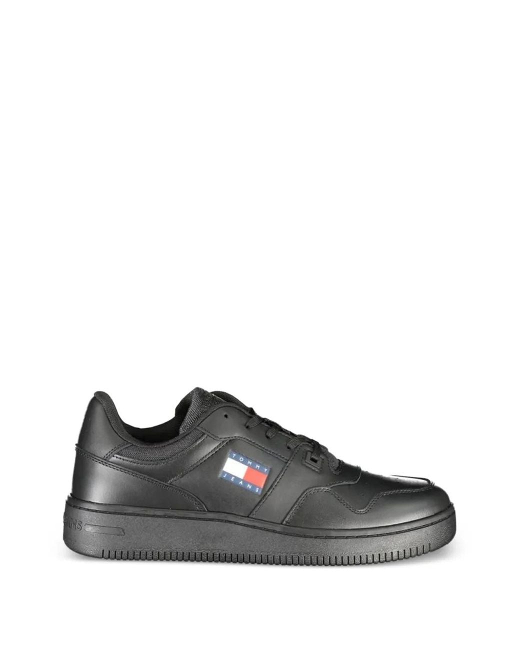 Tommy Hilfiger Black Logo-Print Sneakers for men