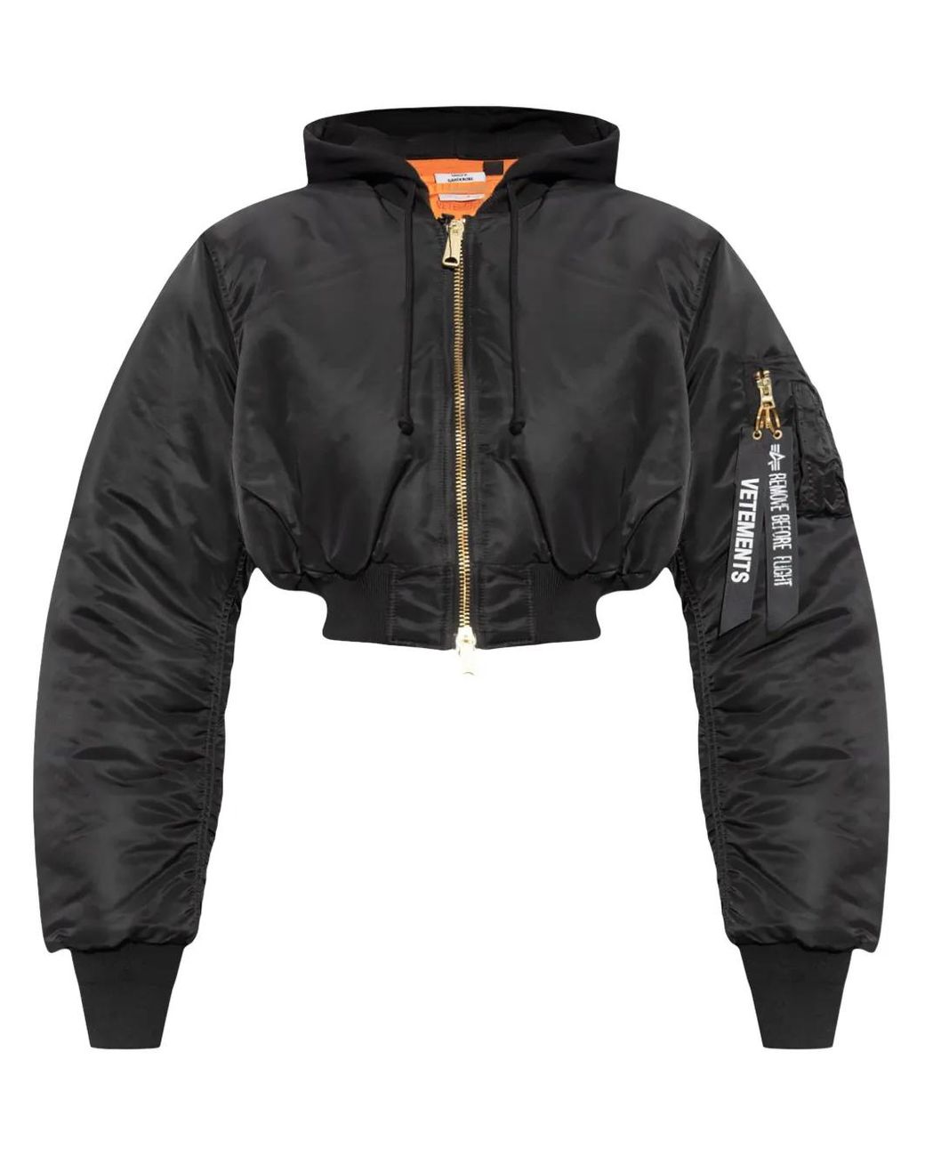 Vetements Cropped Bomber Jacket in Black | Lyst