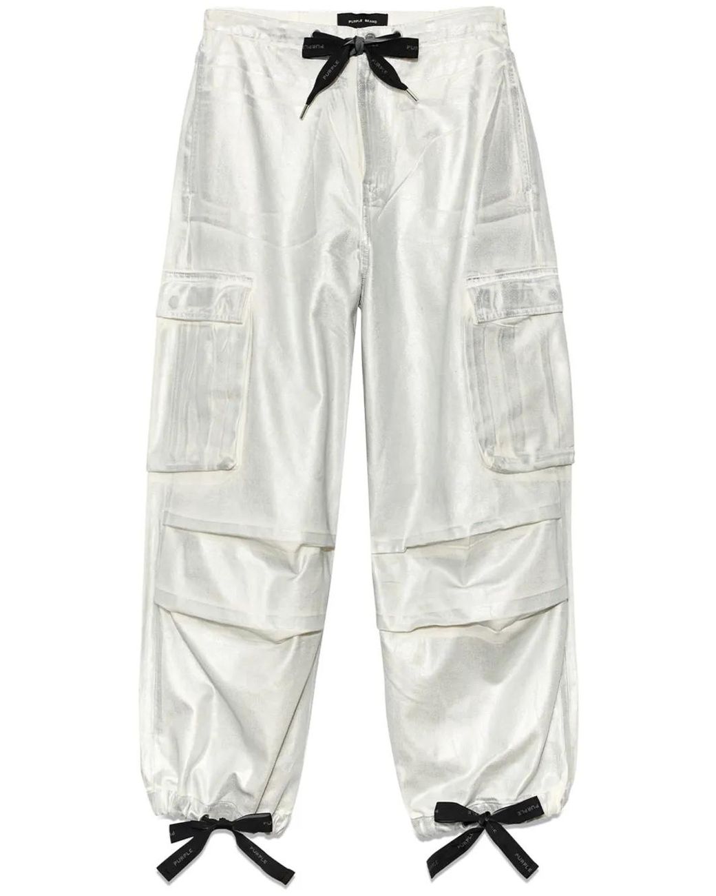 Purple Brand White Metallic Cargo Trousers