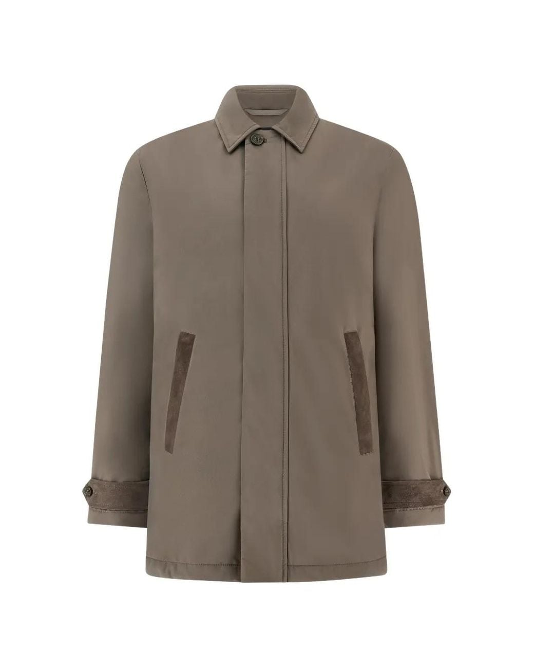Paul & Shark Brown Typhoon Platinum Suede-Trimmed Car Coat for men