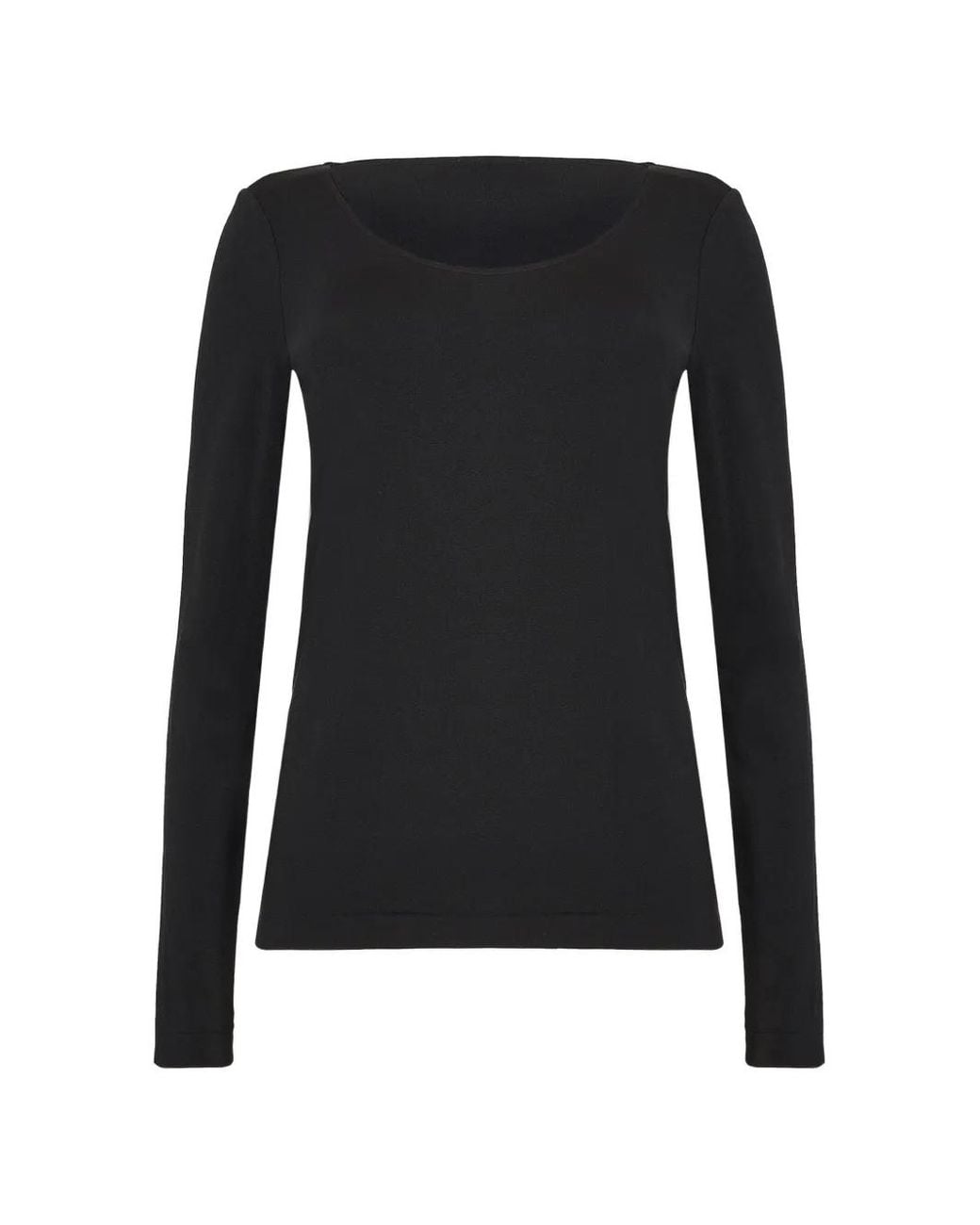 Wolford Black Luxe Scoop-Neck Long-Sleeve T-Shirt