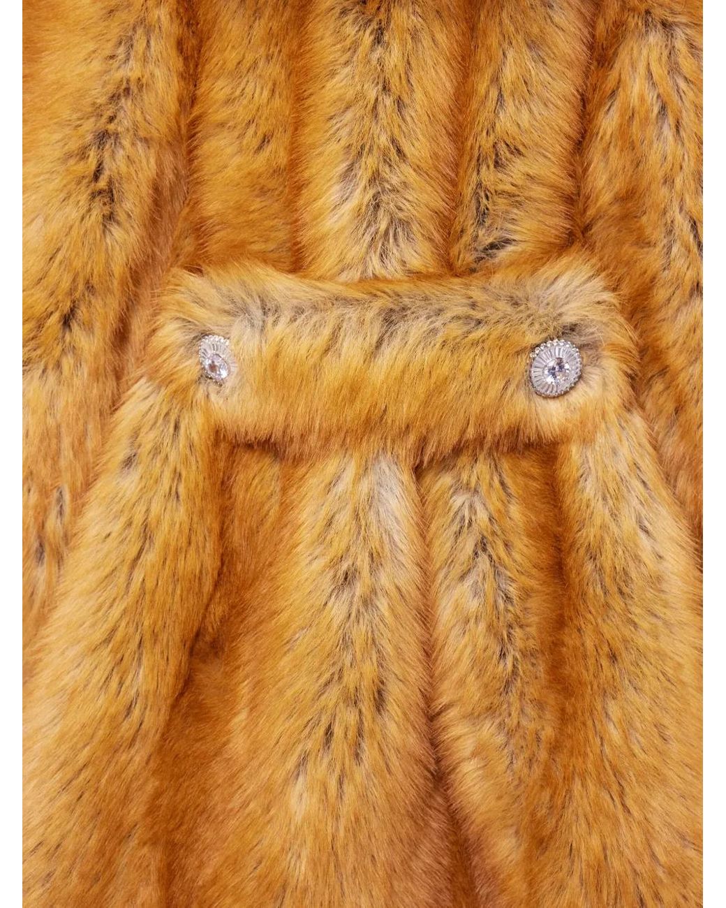 Rabanne Yellow Embellished-Lapel Fur Coat